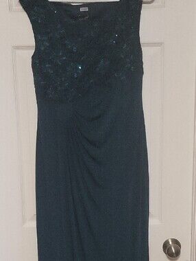 connected apparel Teal Sleeveless Sequin Lace Maxi Dress